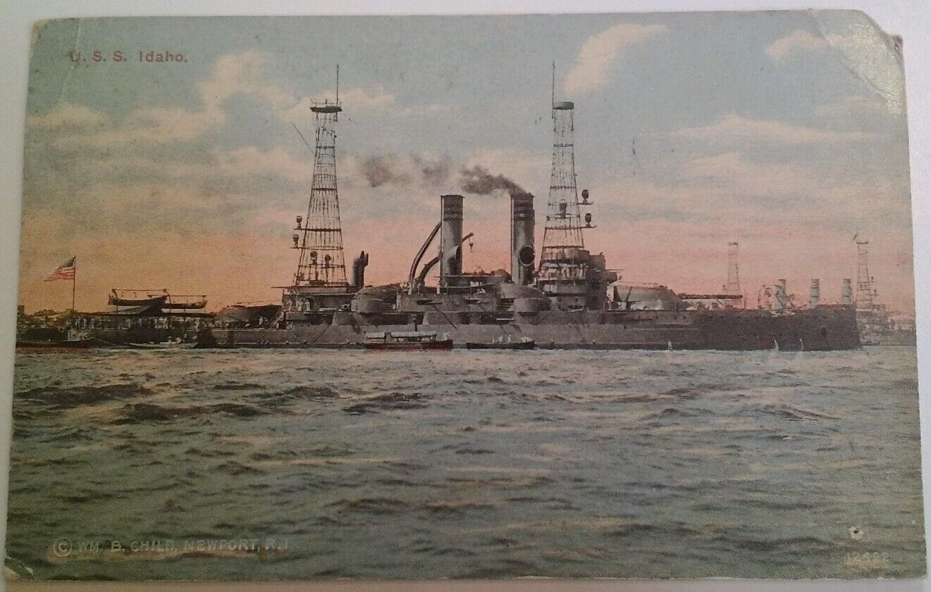 U.S.S. Idaho Postcard Rare Battleship U.S. Navy Newport R.I. UNCO Early 1900
