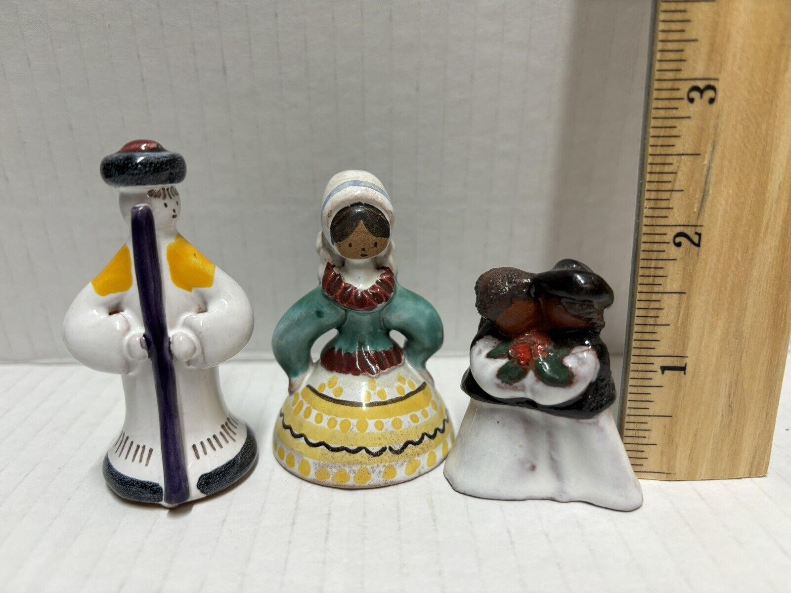 Ceramic Figurines Small Eastern European Vintage 3 hand painted 3” or less