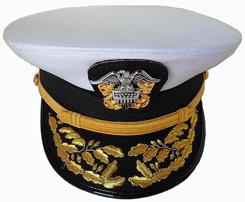 WWll US Navy Commander Admiral Cap Rank White Hat