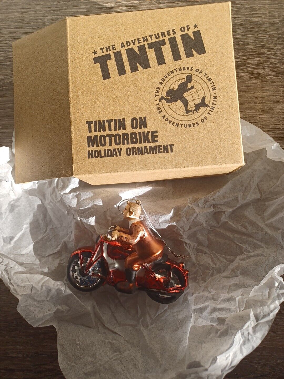 The Adventures of TinTin: TinTin On Motorbike Holiday Ornament (World Market)NIB