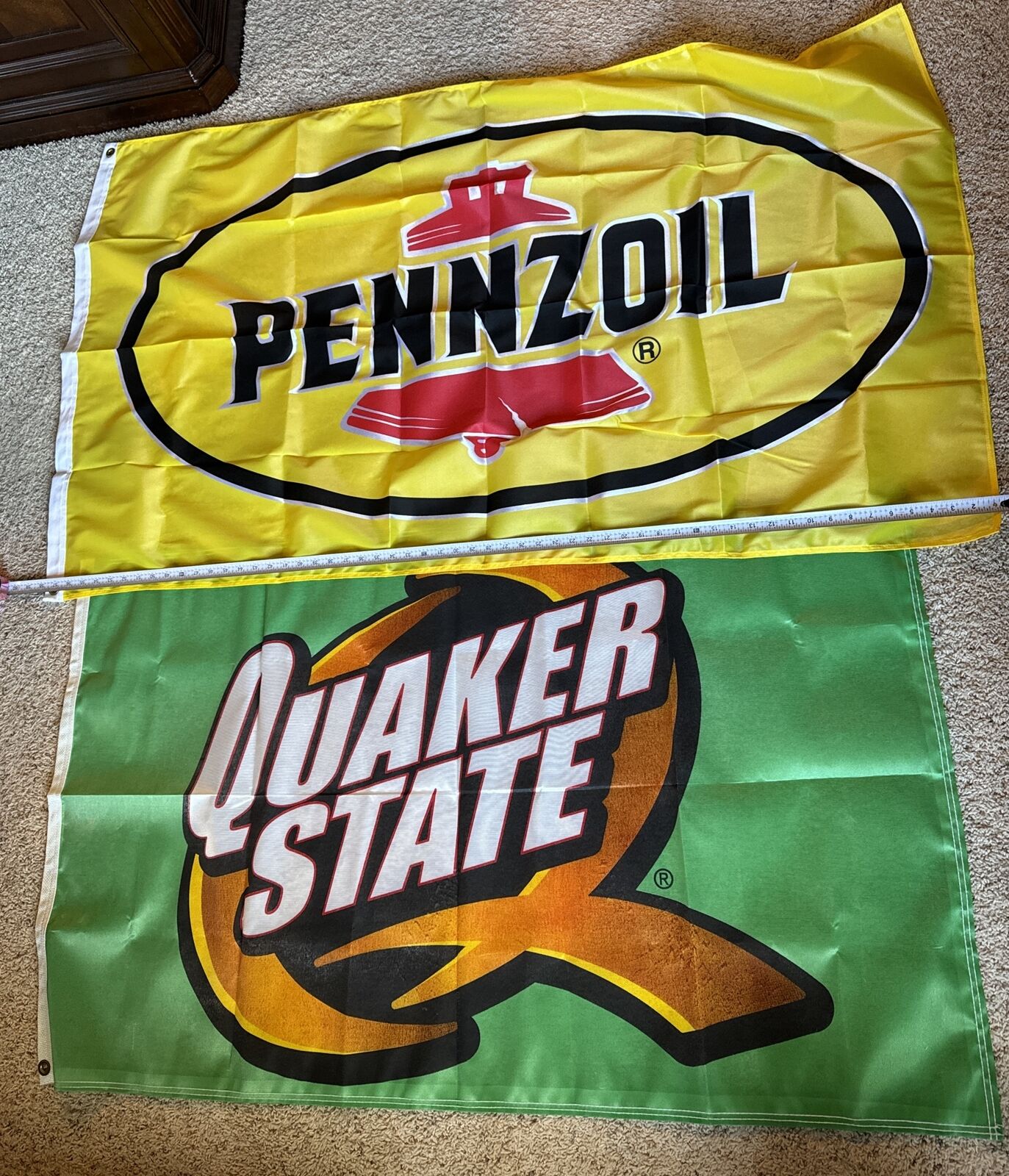 NOS Pennzoil & Quaker Flag Banner Sign Gas Station Advertisement  Oil 3 x 5\' D