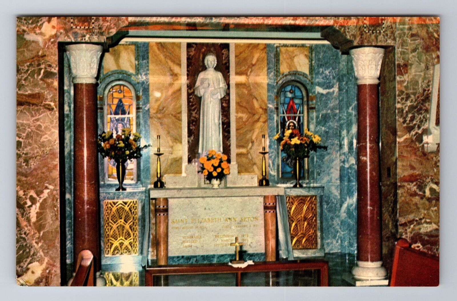 Emmitsburg MD-Maryland, Altar, Seton Shrine Center, Antique, Vintage Postcard