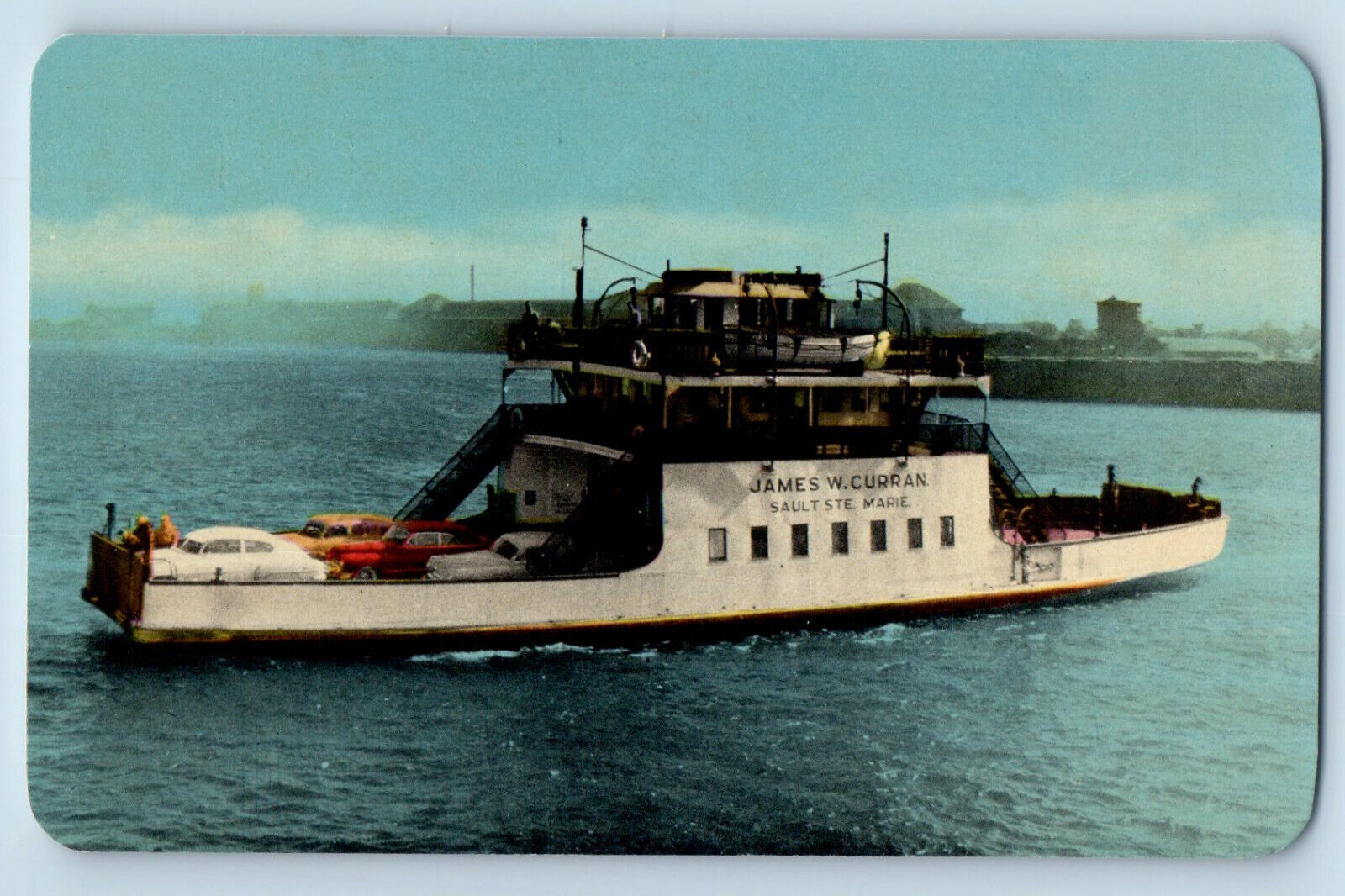 Sault Ste Marie Ontario Canada Postcard The Ferry James W Curran c1950\'s