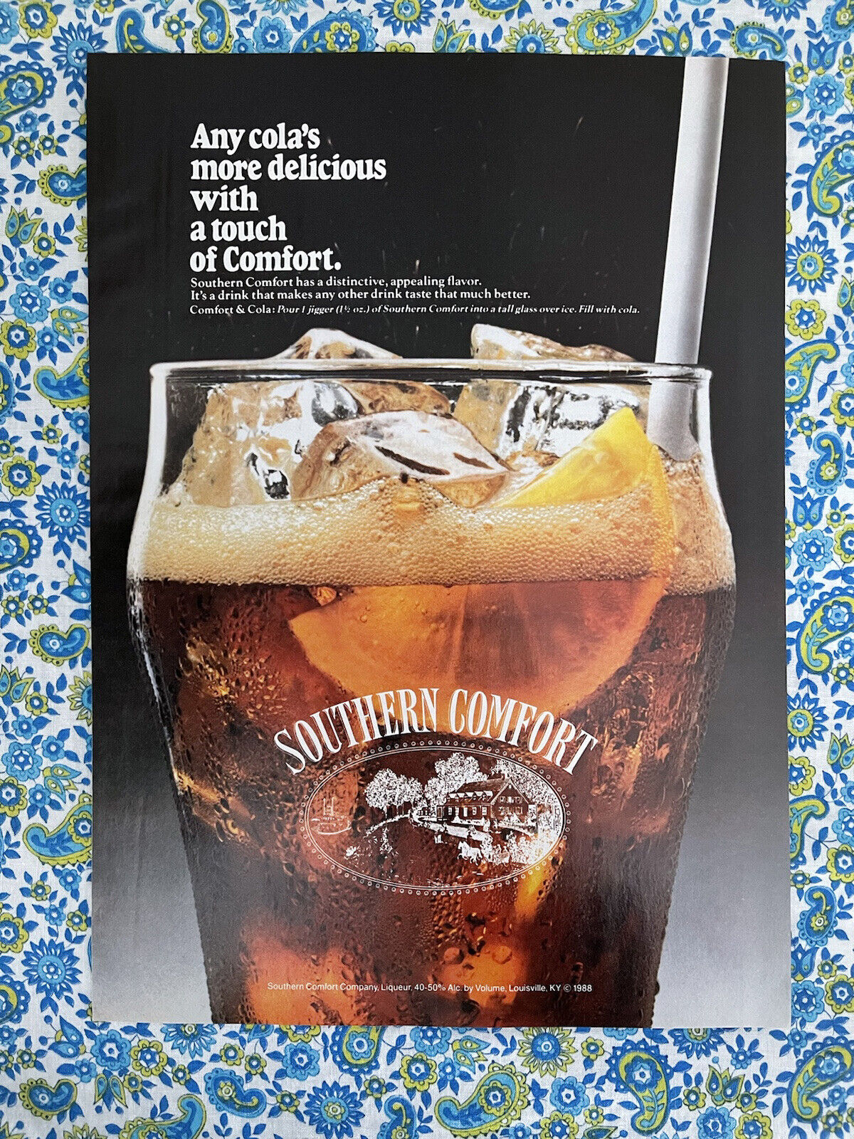 Vintage 1989 Southern Comfort Liquor Print Ad