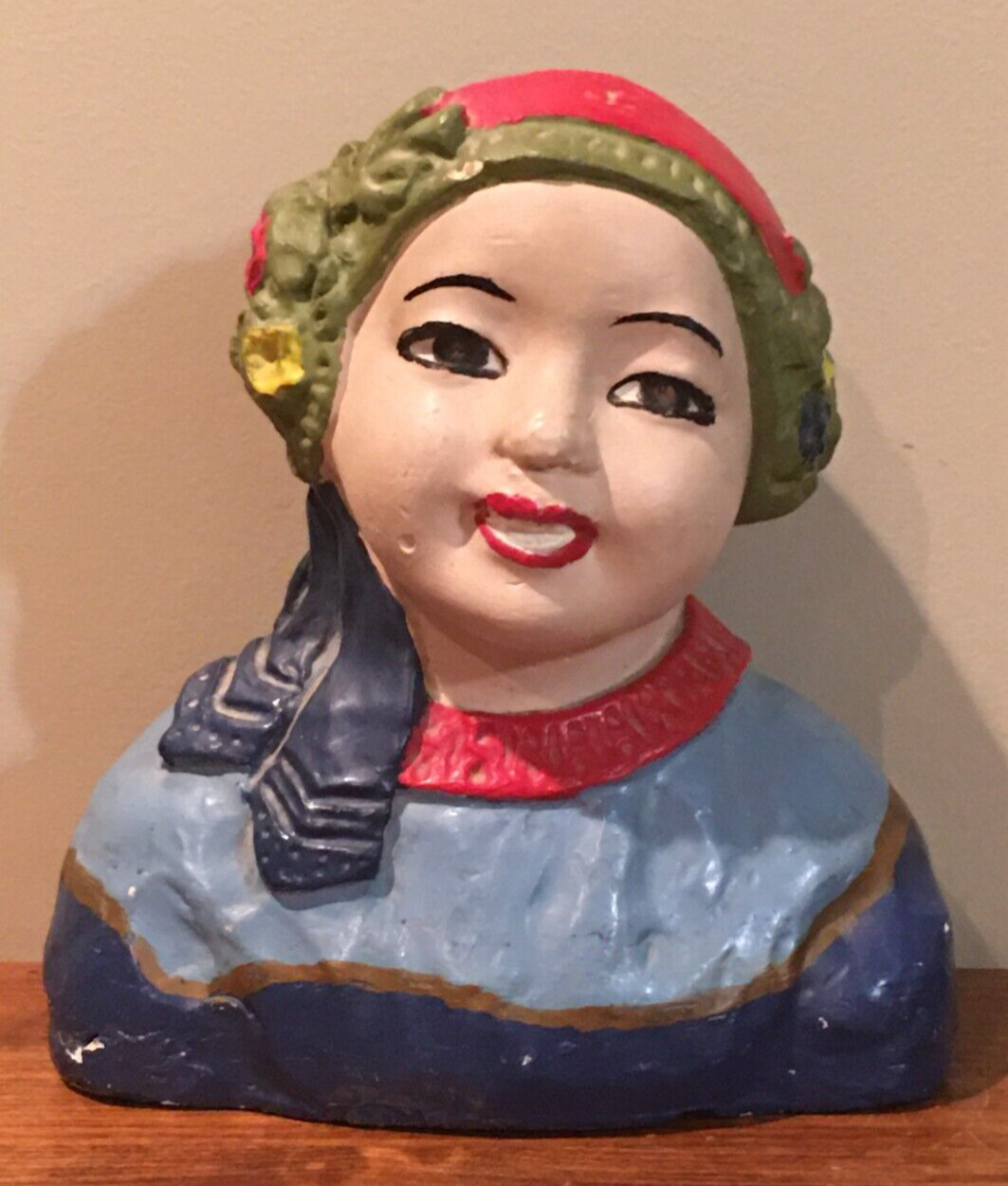RARE Vintage Chalkware Bust of Asian Female, Ester Hunt Style