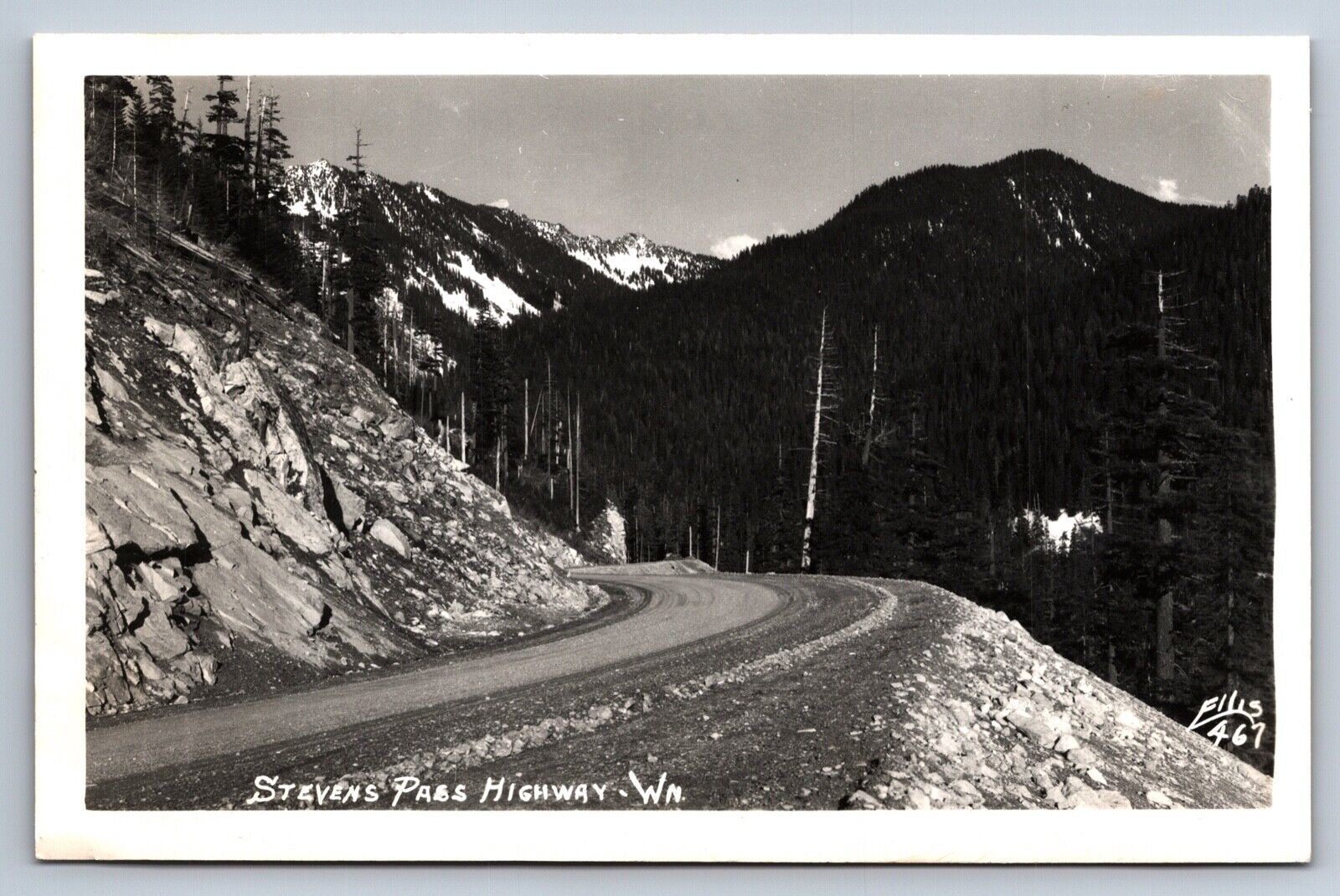 RPPC Postcard Stevens Pass Highway Washington c1940s Ellis 467 Unposted