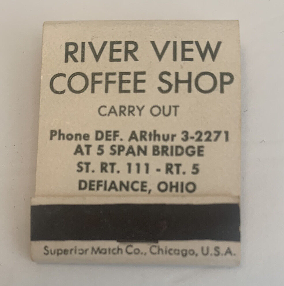 Vintage River View Coffee Shop Matchbook Full Unstruck Matches Ad Souvenir