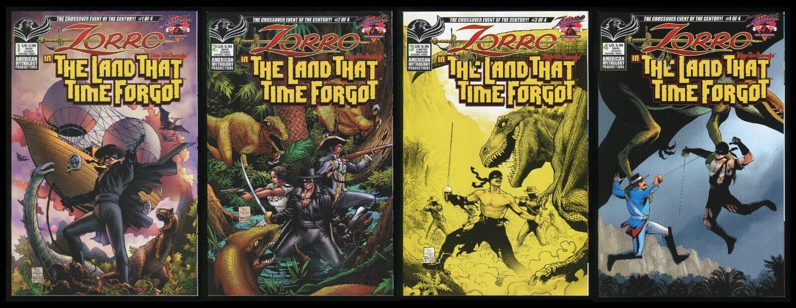 Zorro in The Land That Time Forgot Comic Set 1-2-3-4 Lot Edgar Rice Burrough 1st