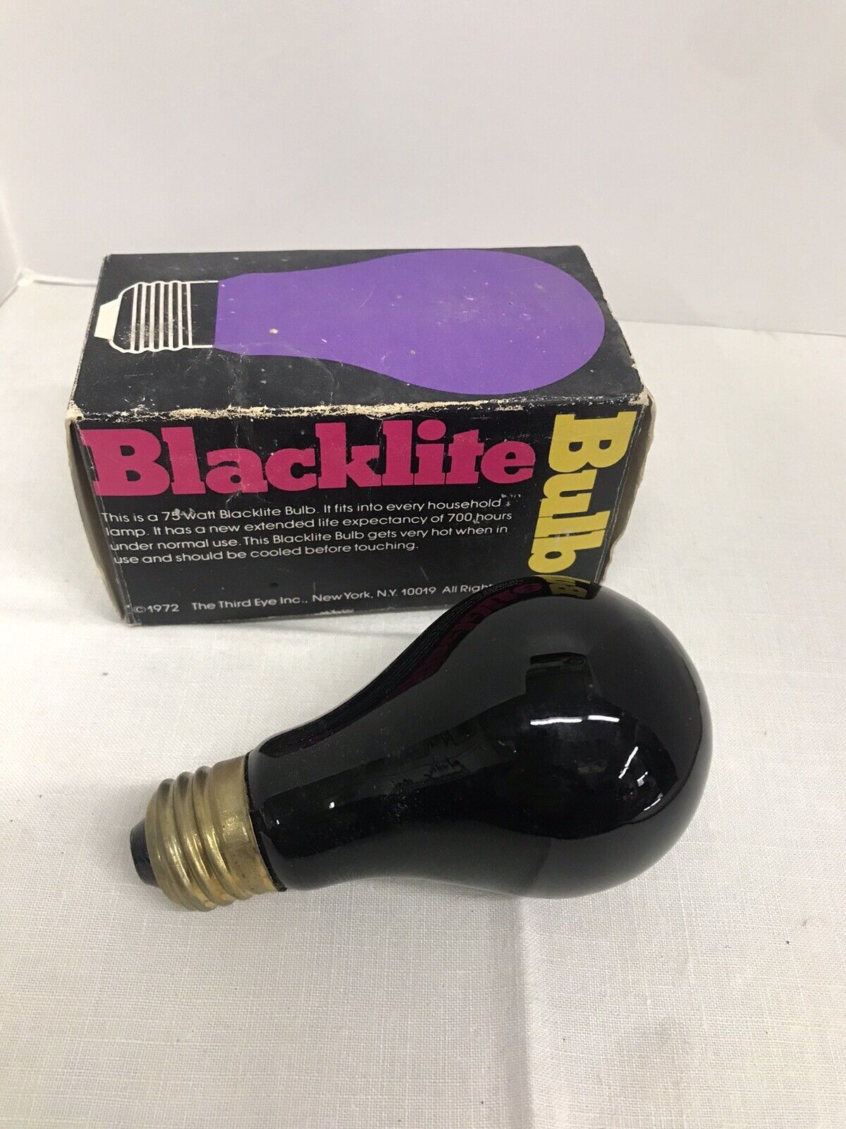VTG 70’s Blacklite Black Light Bulb in Original Box 75 Watt The Third Eye WORKS