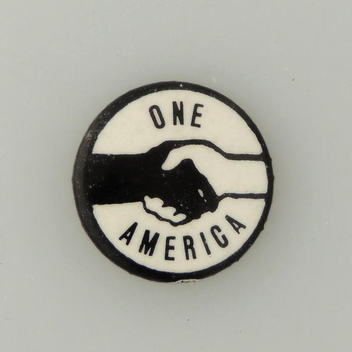 One America SNCC John Lewis Civil Rights Black Power Handshake Cause Pin Button