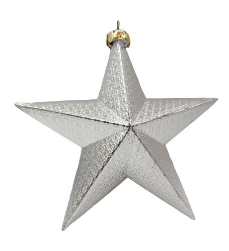 Vintage Silver Textured Mid Century Mod Style Plastic Christmas Ornament 4\