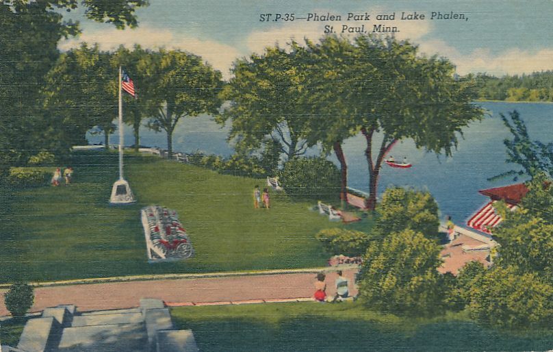 Phalen Park and Lake - St Paul MN, Minnesota - pm 1957 - Linen