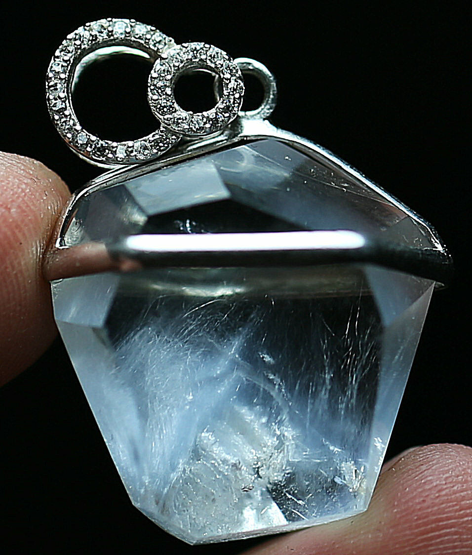 51Ct Rare NATURAL Clear Beautiful Blue Dumortierite Crystal Pendant Polished