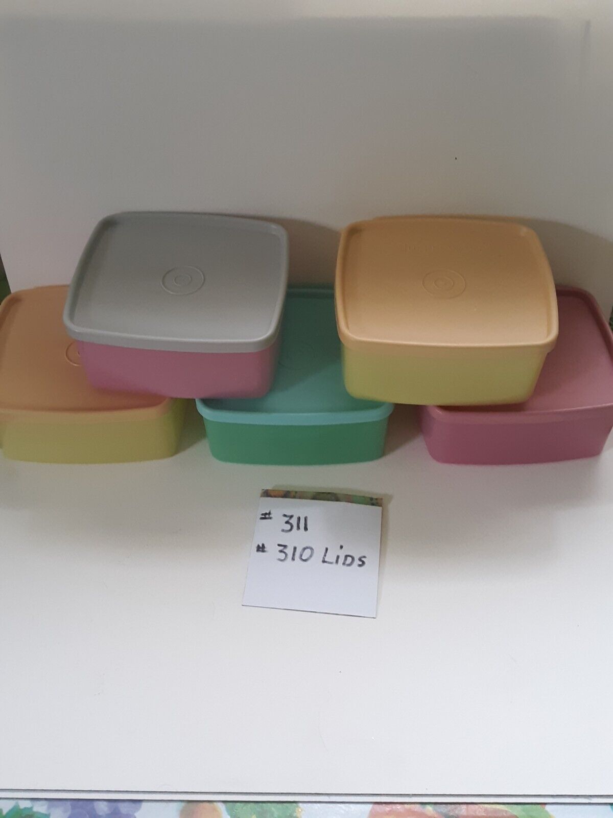 5 Tupperware #311 Containers And #310 Lids Vintage 