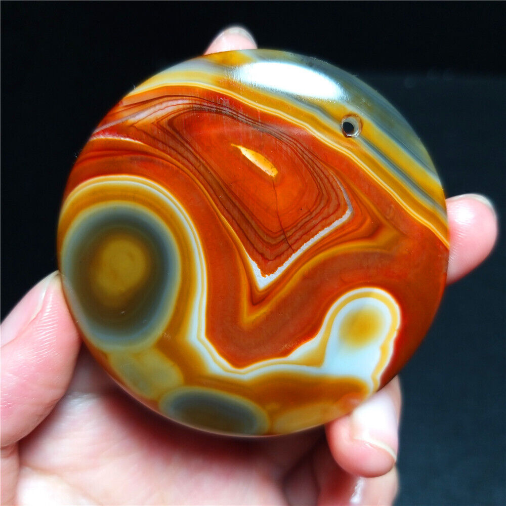 TOP 47G Natural Silk Banded Lace Agate Pendant Crystal Stone Madagascar ZZ251