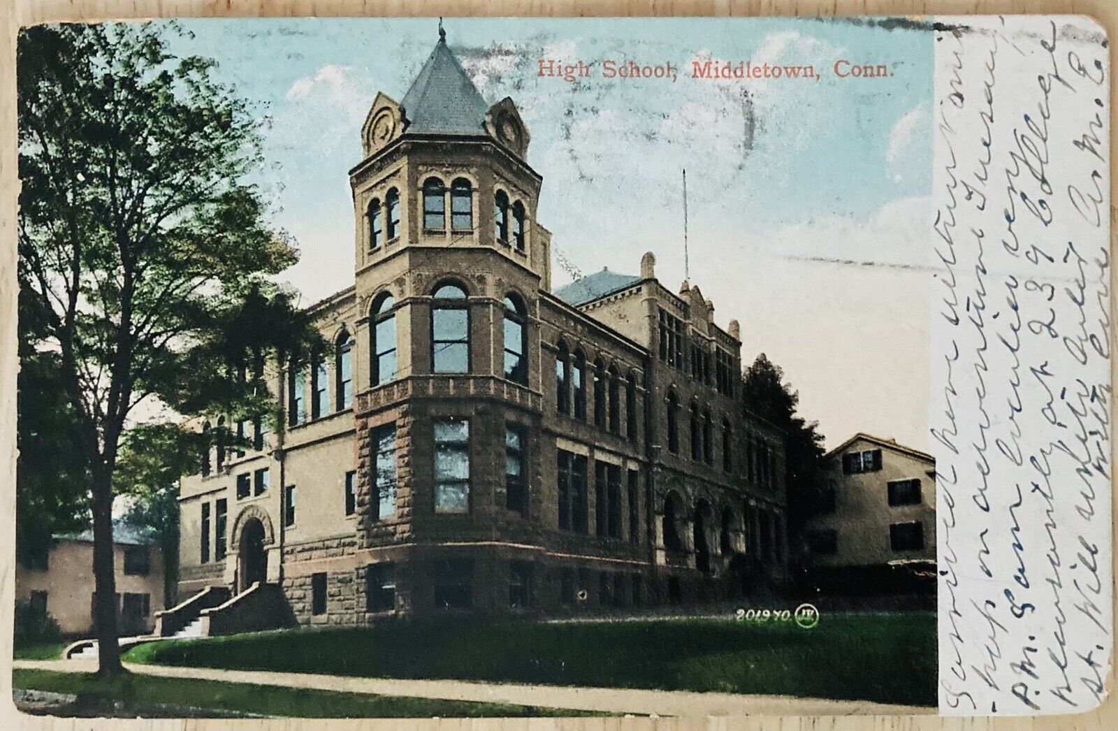 MIDDLETOWN, CONN. C.1908 PC. (A58)~VIEW OF MIDDLETOWN HIGH SCHOOL~
