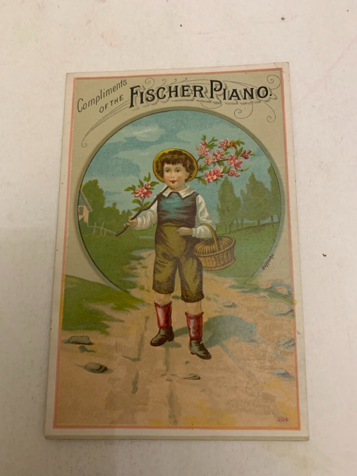 Antique c. 1890\'s Fischer Piano Victorian Trading Card