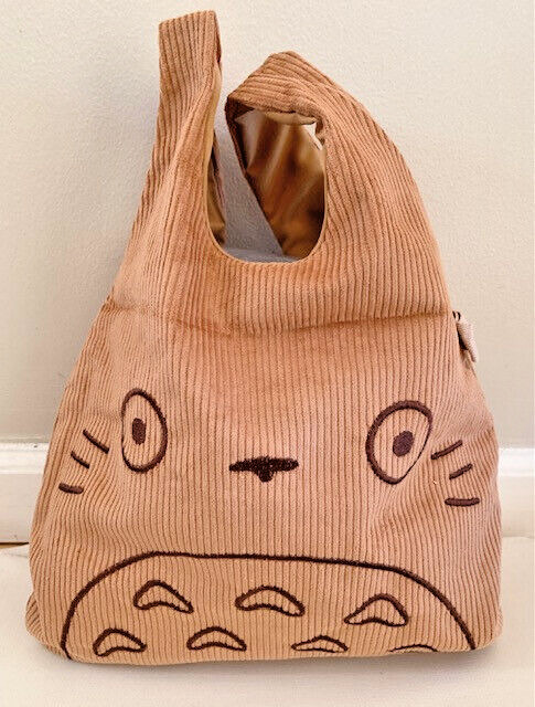 JAPAN Studio Ghibli My Neighbor Totoro Beige Velvet Large Brown Book Tote Bag