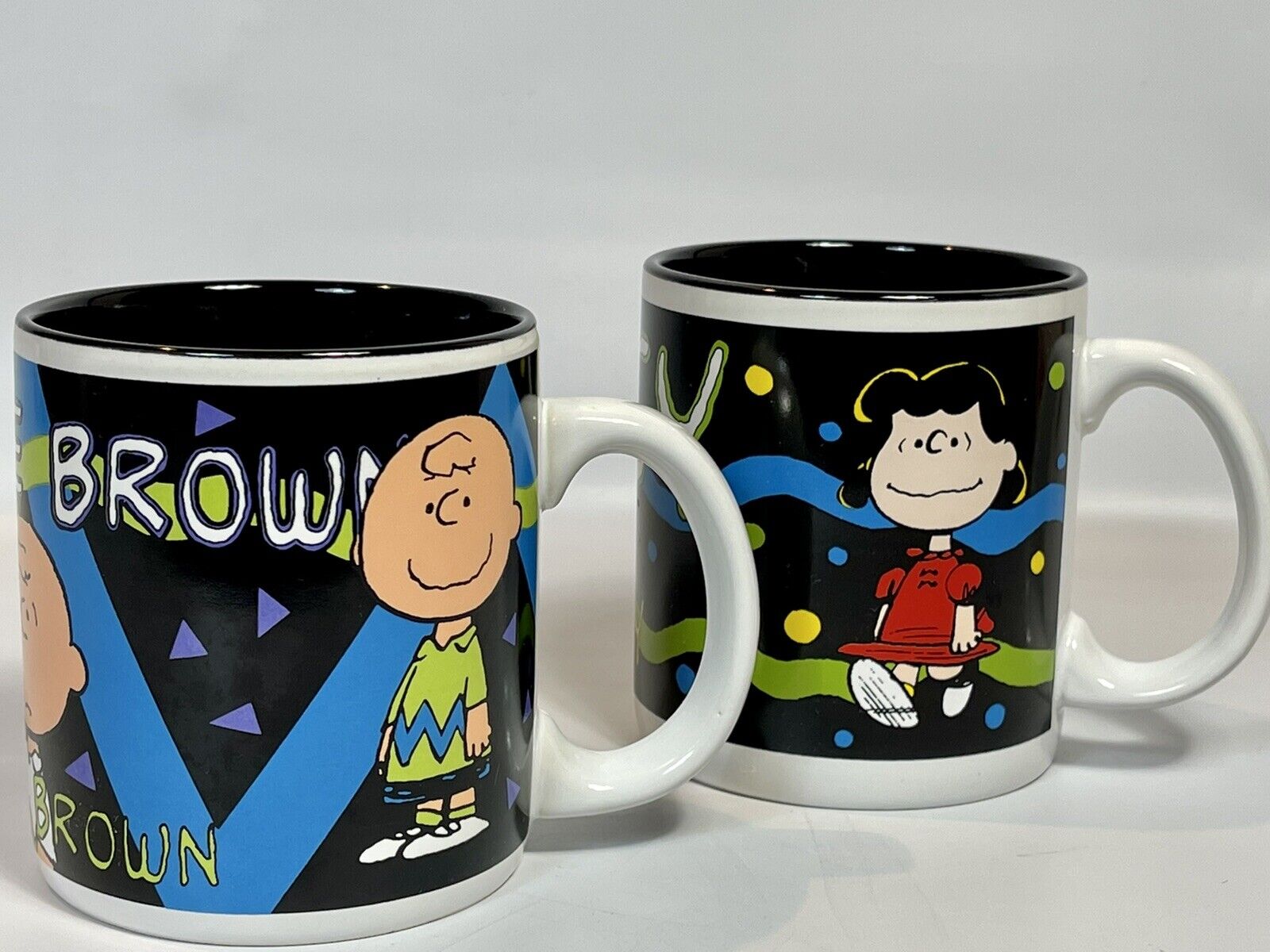 Vintage 1994 Peanuts Charlie Brown & Lucy Ceramic Mugs by Accents Set of 2