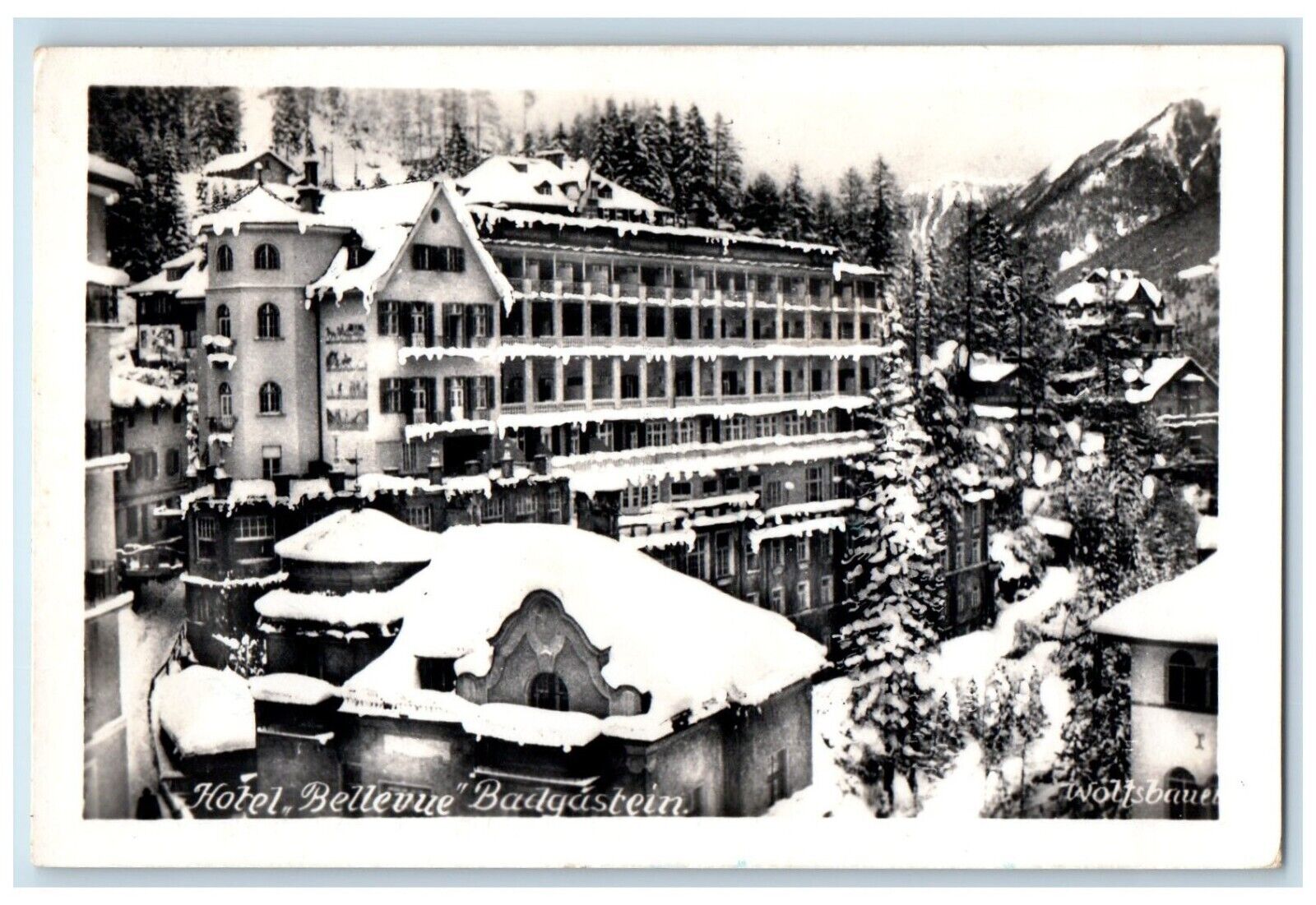 1952 Hotel Bellevue Building Badgastein Austria RPPC Photo Vintage Postcard