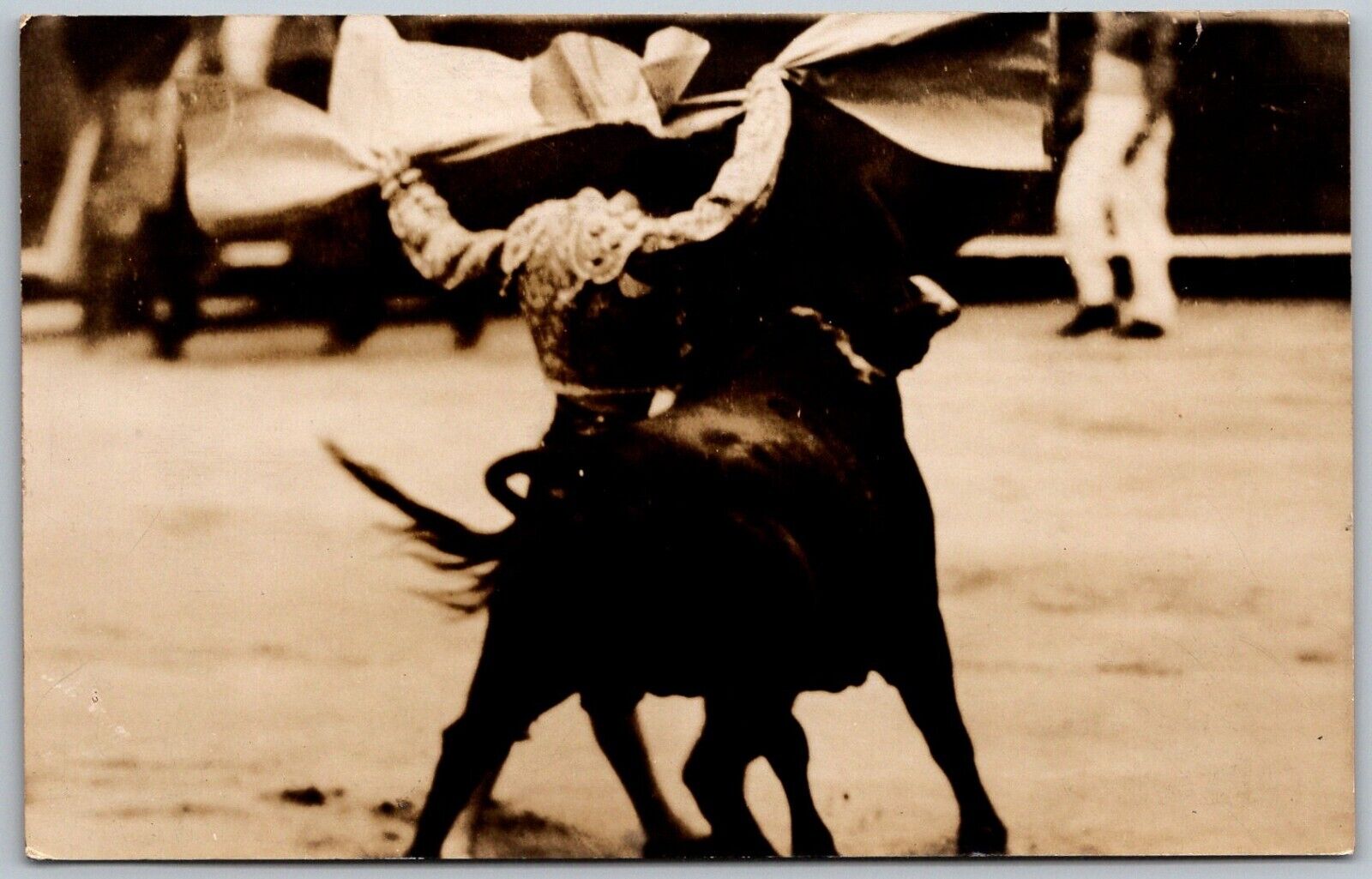 MEXICO 1938 RPPC Real Photo Postcard Bull Fight Matador