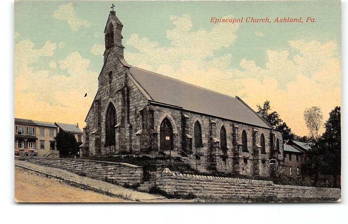 Pennsylvania-Ashland-St John\'s Episcopal Church-Antique Postcard