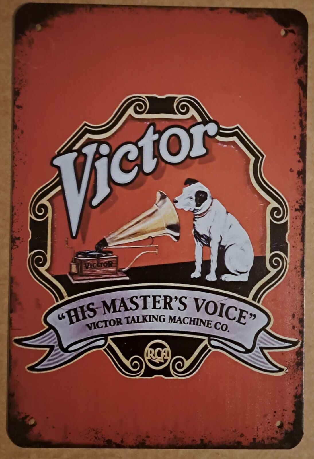 Victor: His Master\'s Voice metal hanging wall sign