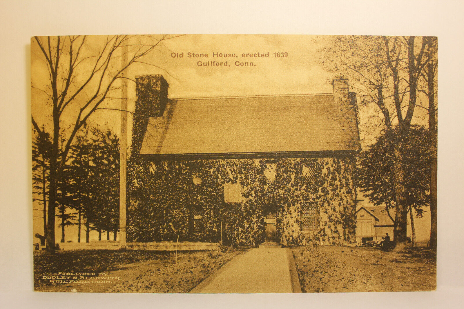 Postcard Old Stone House Erected 1639 Guilford CT