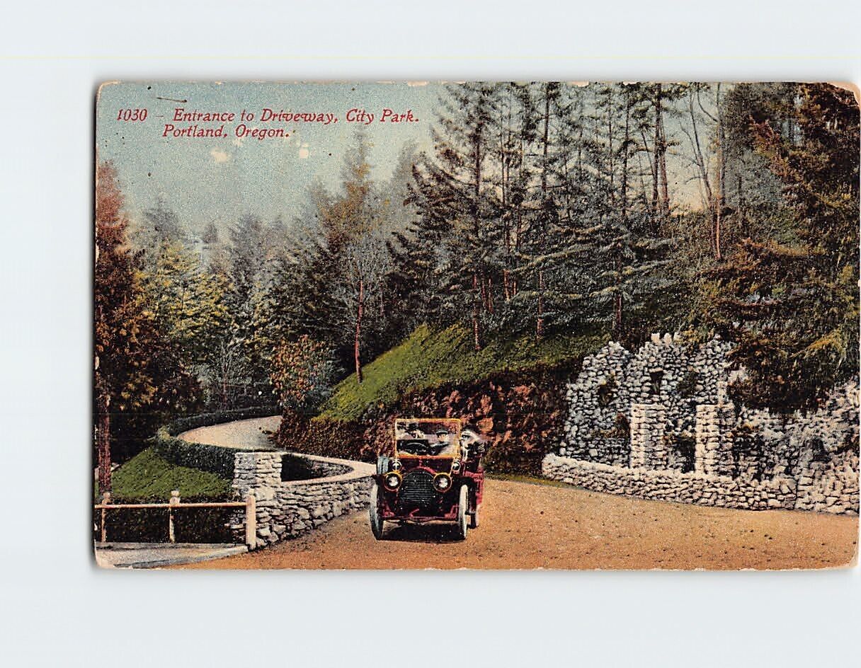 Postcard Entrance to Driveway City Park Portland Oregon USA