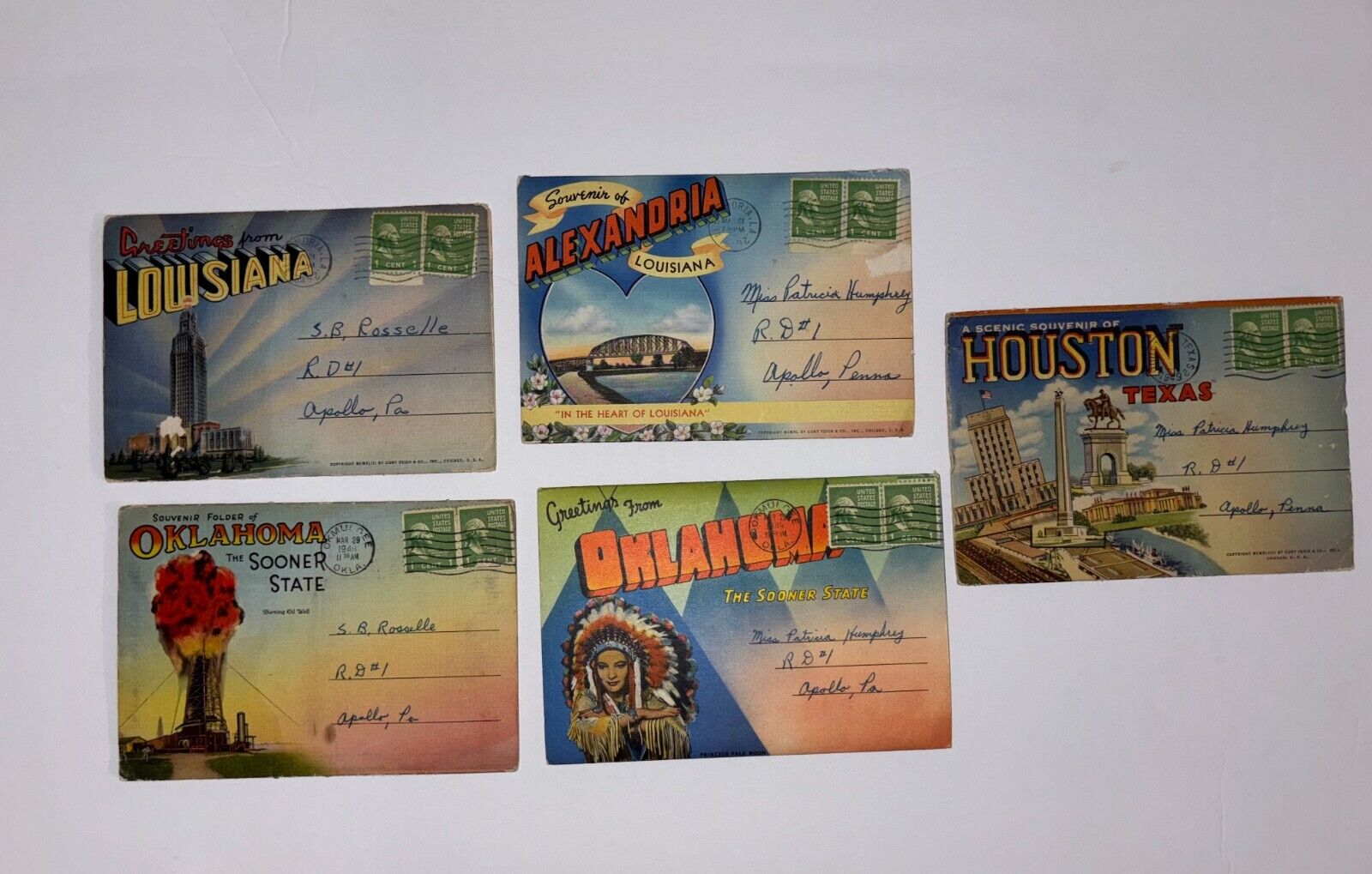Souviner Postcard Folders Scenic Views 10 in 1 Vintage 1940's Postcard Packets