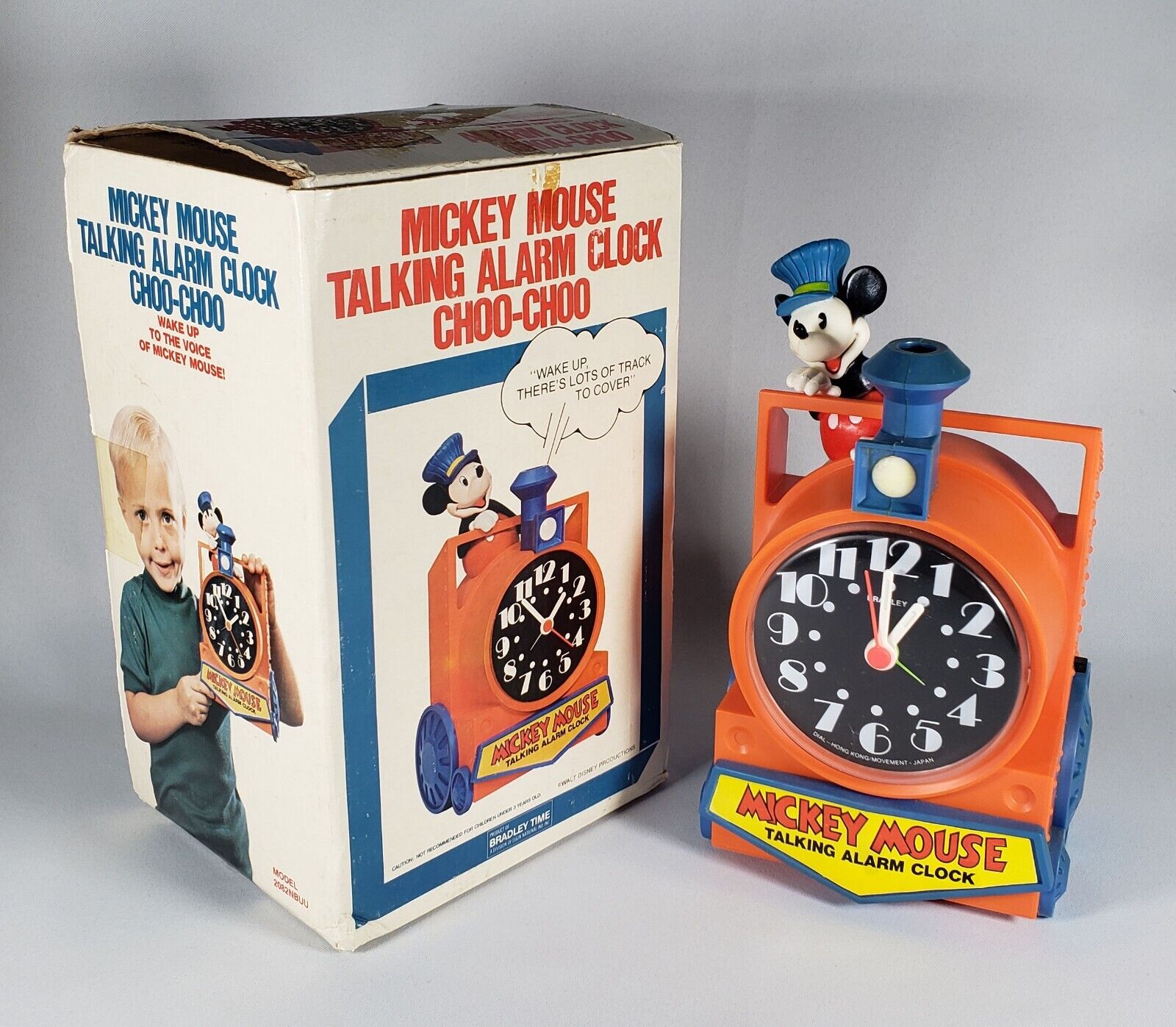 Mickey Mouse Bradley Talking Alarm Clock Choo-Choo Train in Original Box READ