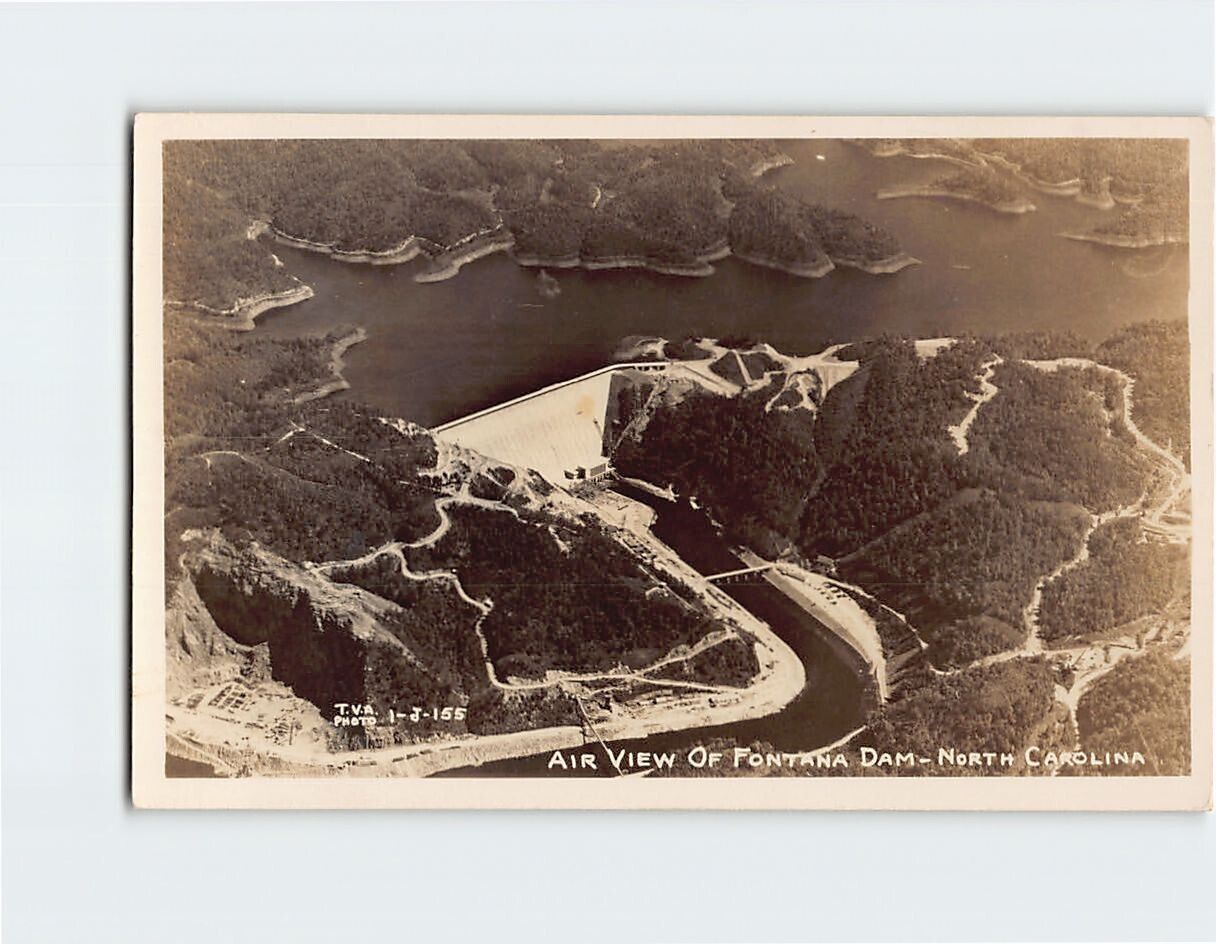 Postcard Air View of Fontana Dam North Carolina USA