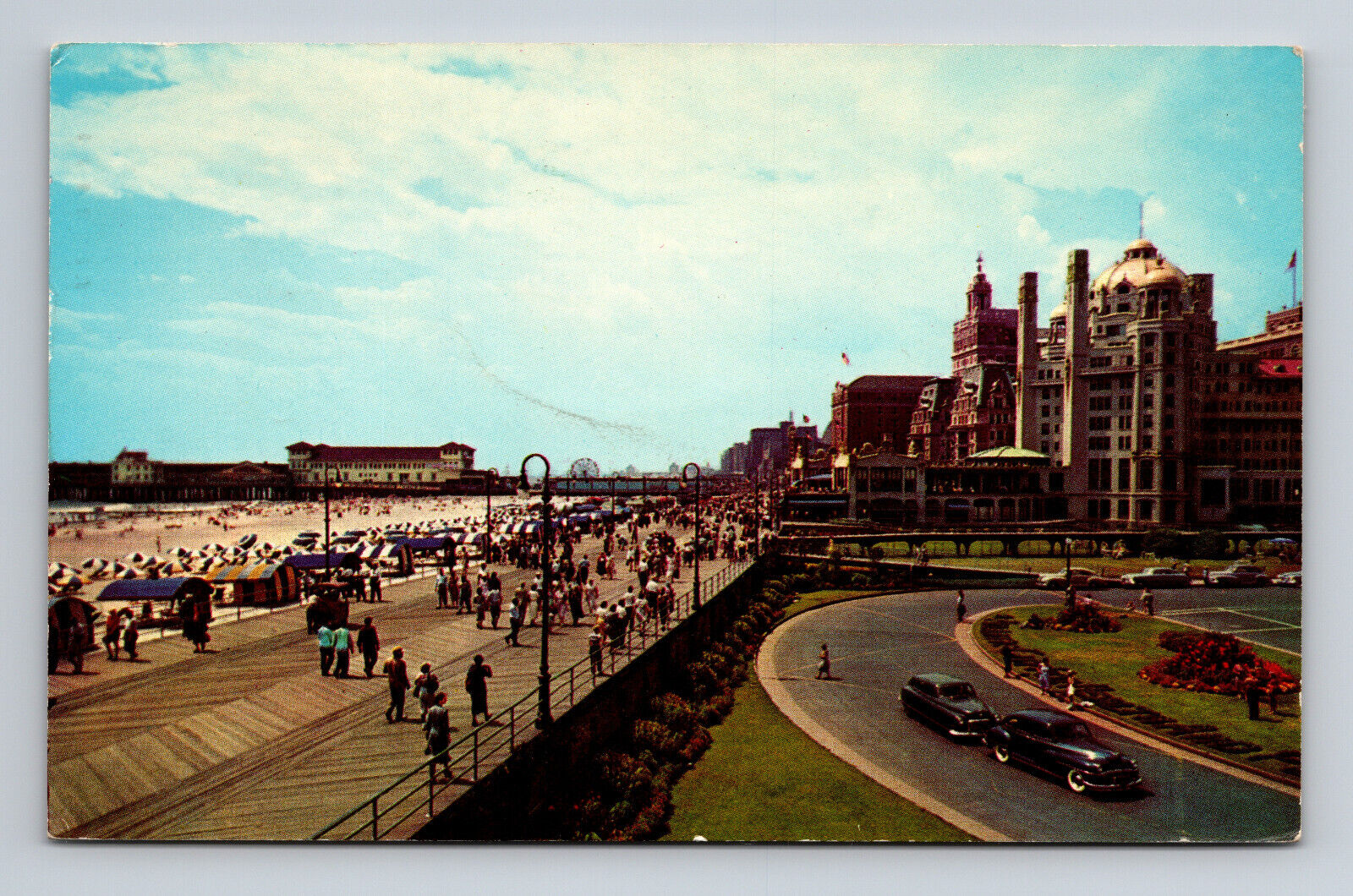 Beach Boardwalk Atlantic City NJ Marlborough-Blenheim Hotel Postcard