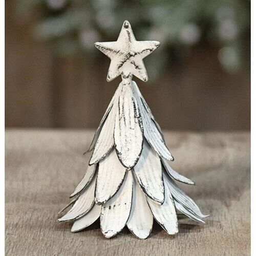 New ... Whitewashed  Distressed Metal Christmas Tree ... 5.25\