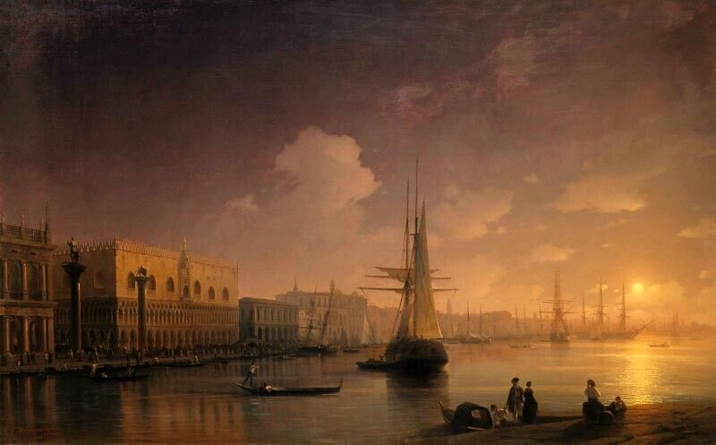 Oil painting Night-in-Venice-Ivan-Constantinovich-Aivazovsky-Oil-Painting canvas