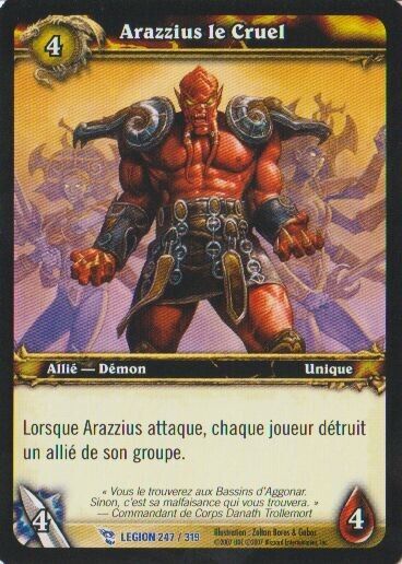 Arazzius le Cruel #247 RARE / March of the Legion FR Warcraft TCG