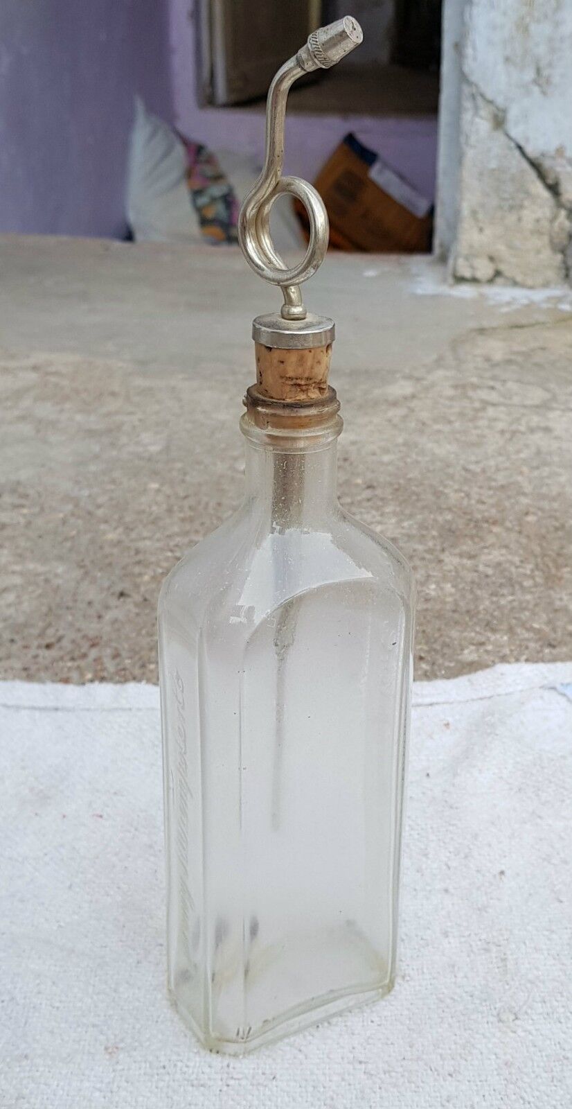 Vintage Scarce Henrys Luampoler Glass Bottle With Cork Brass Cap Germany G684