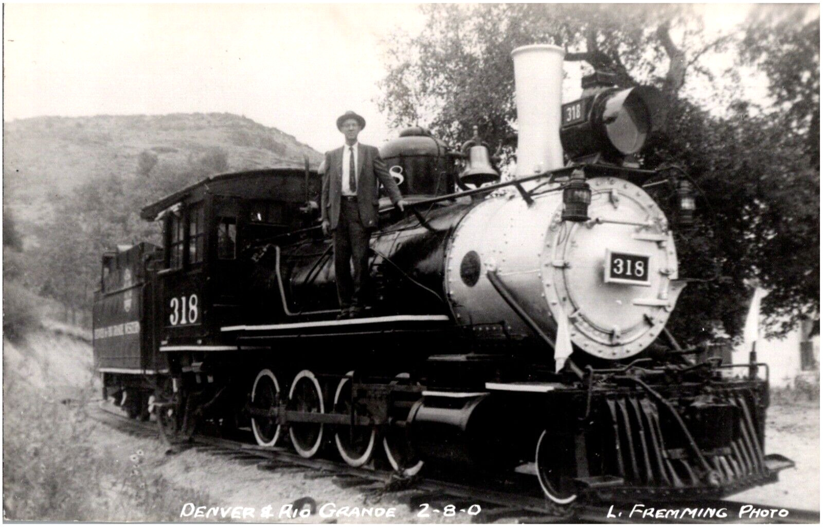 Man On Train 318 Denver & Rio Grande Western Railroad Colorado 1950s RPPC Photo