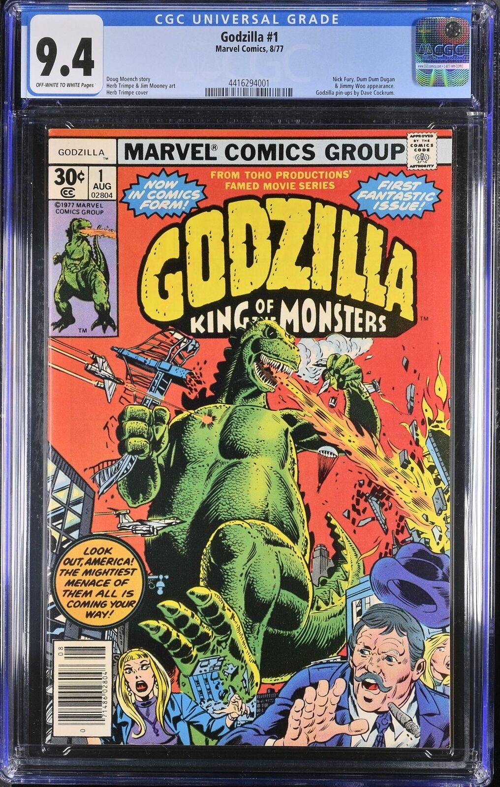 Godzilla (1977) #1 CGC NM 9.4 Nick Fury Jimmy Woo Herb Trimpe Cover and Art