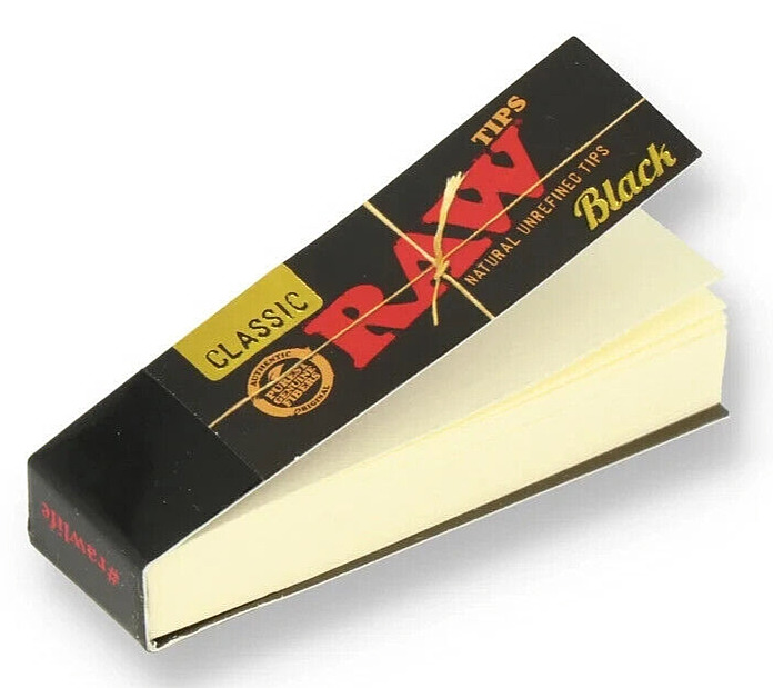 Raw Black Tips Raw Natural Rolling Paper Filter Tips Perforated 50/Per USA SHPD