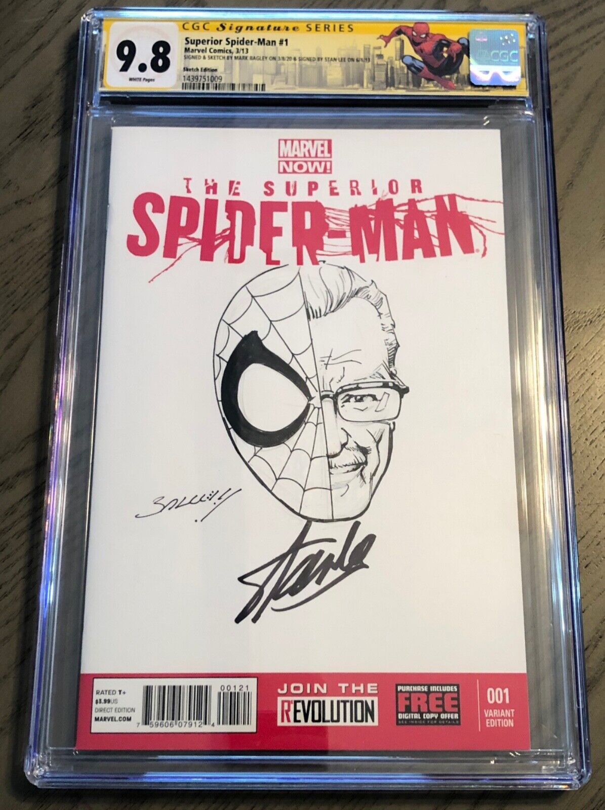 SUPERIOR SPIDER-MAN 1 CGC 9.8 SS MARK BAGLEY SKETCH SIGNED BY STAN LEE MINT 🔥🔥