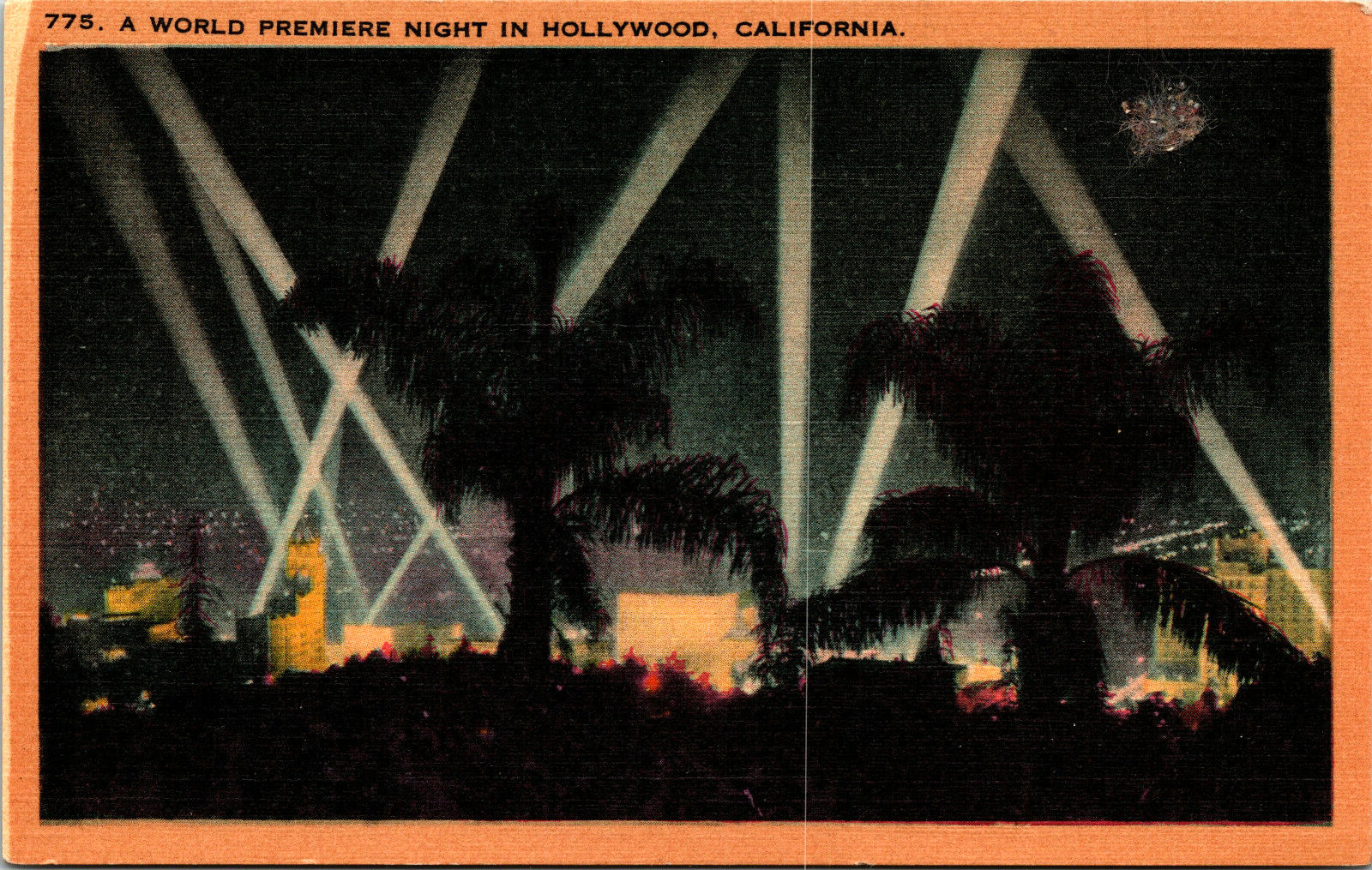 A World Premiere Night in Hollywood Ca California Palm Trees Lights Postcard