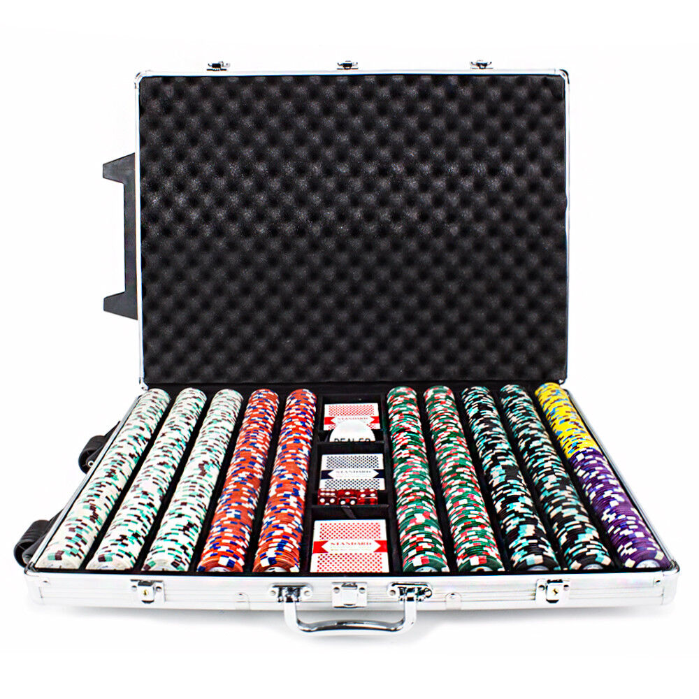 1000 Count Claysmith 'Showdown' Poker Chips Set in Rolling Aluminum Case