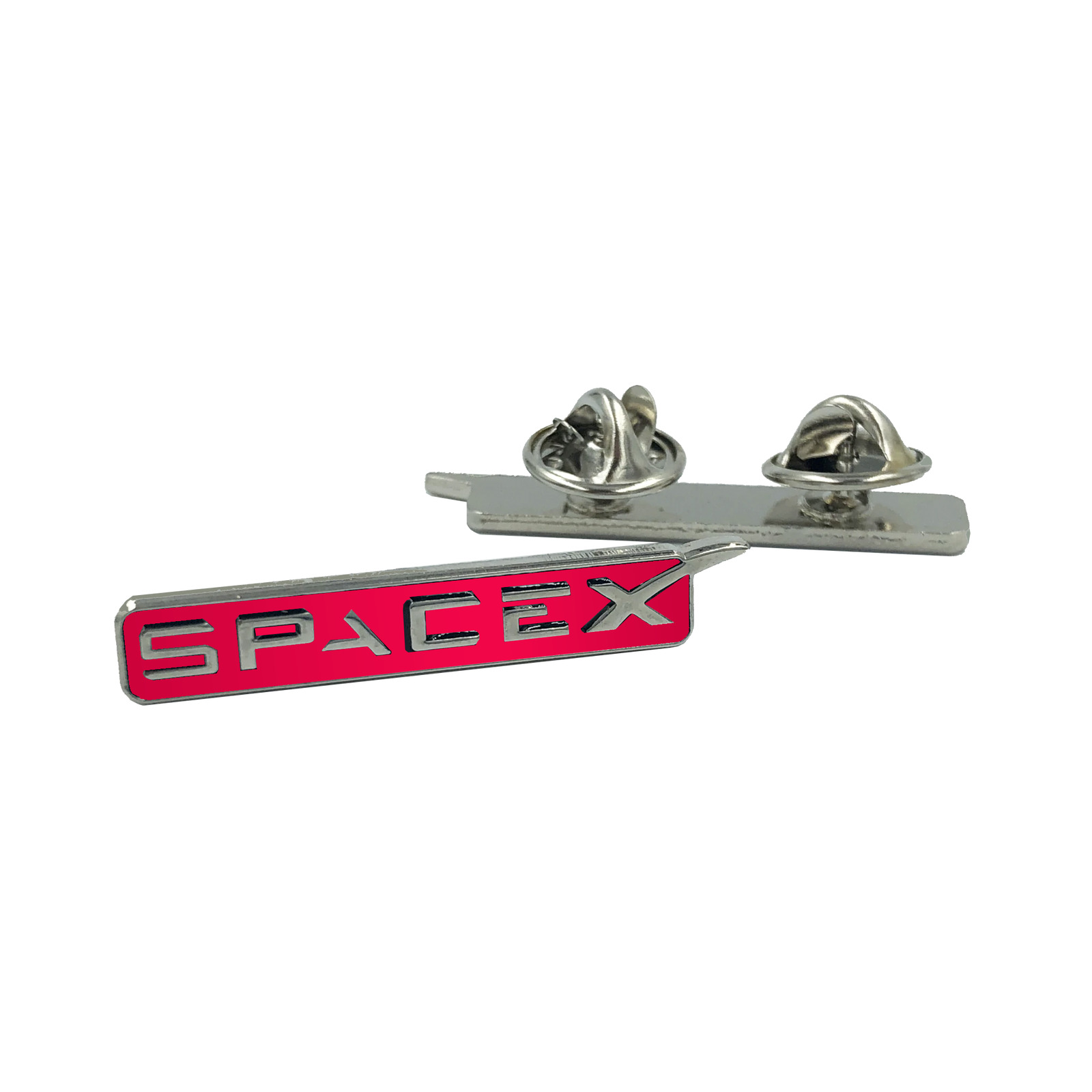 SpaceX pin Space X dual pin back red lapel pin EL2-013 P-086A