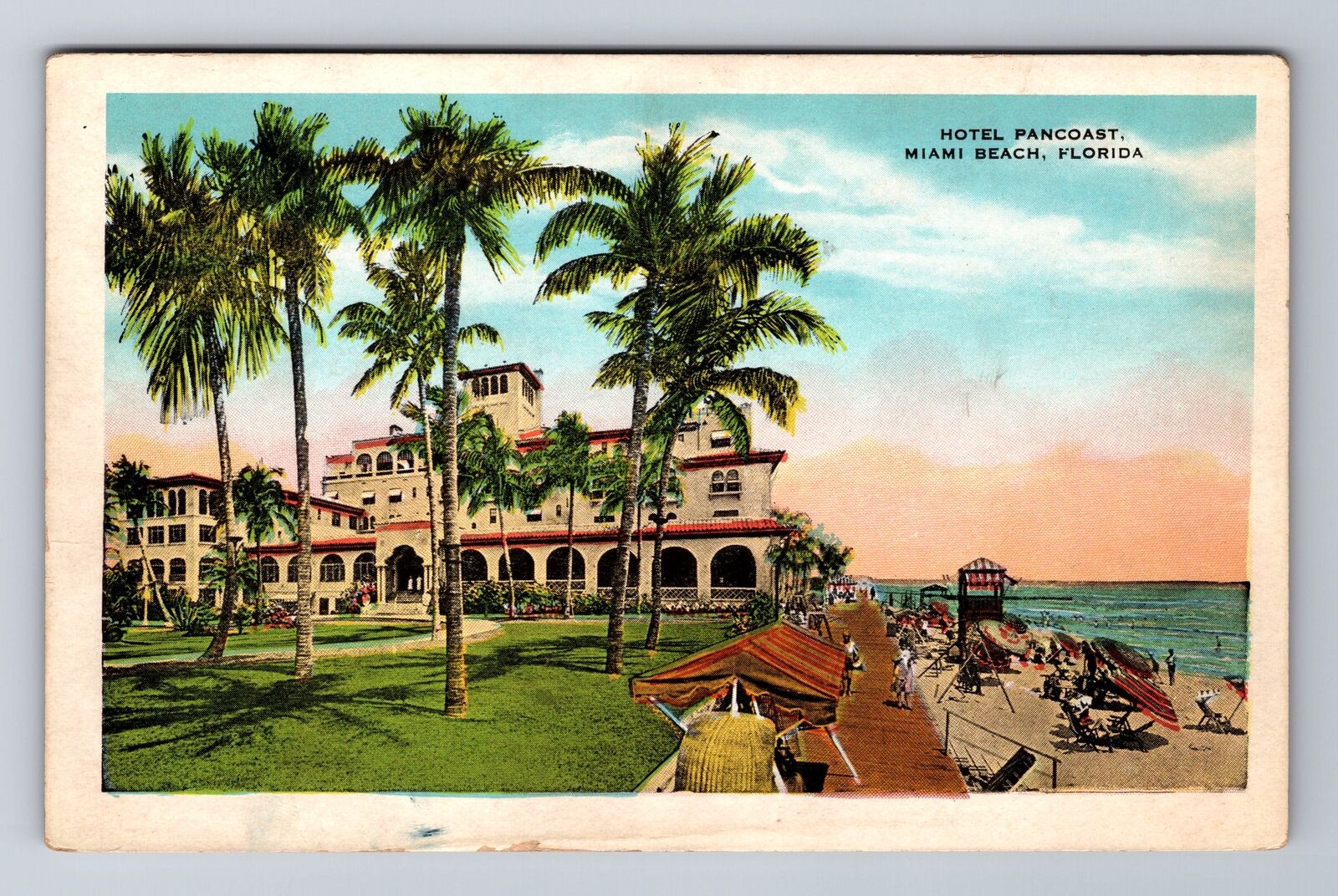 Miami Beach FL-Florida, Hotel Pancoast, Advertising, Vintage Souvenir Postcard