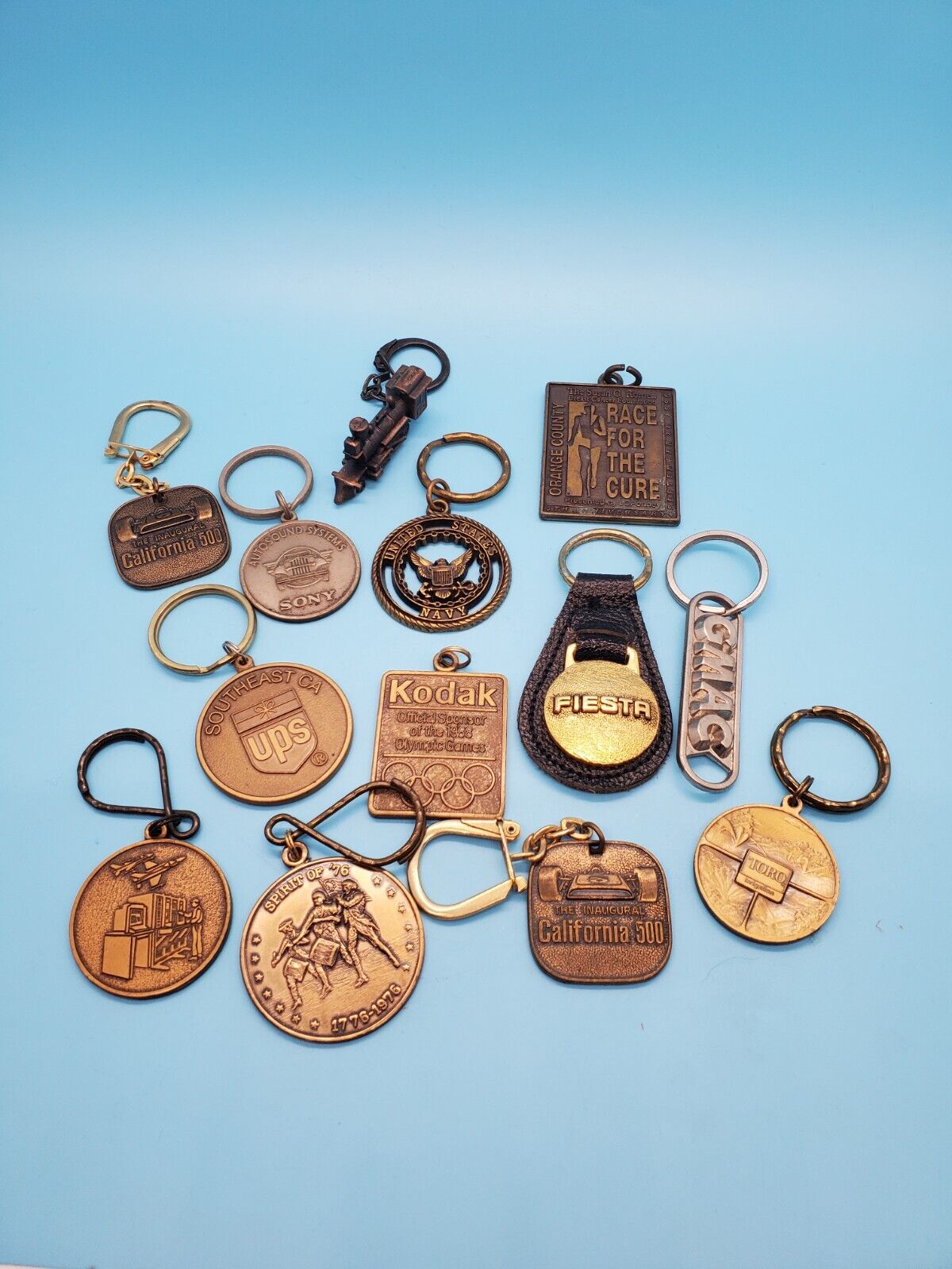 Vintage Brass Keychain Lot Of 13