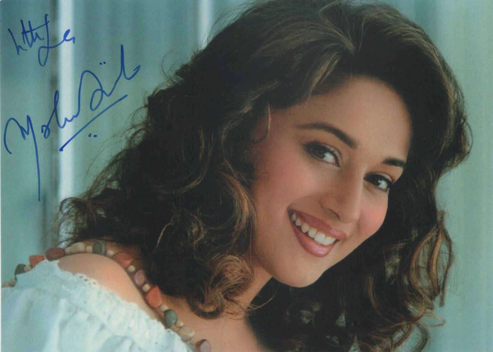 5x7 Original Autographed Photo of Indian Film Actress Madhuri Dixit