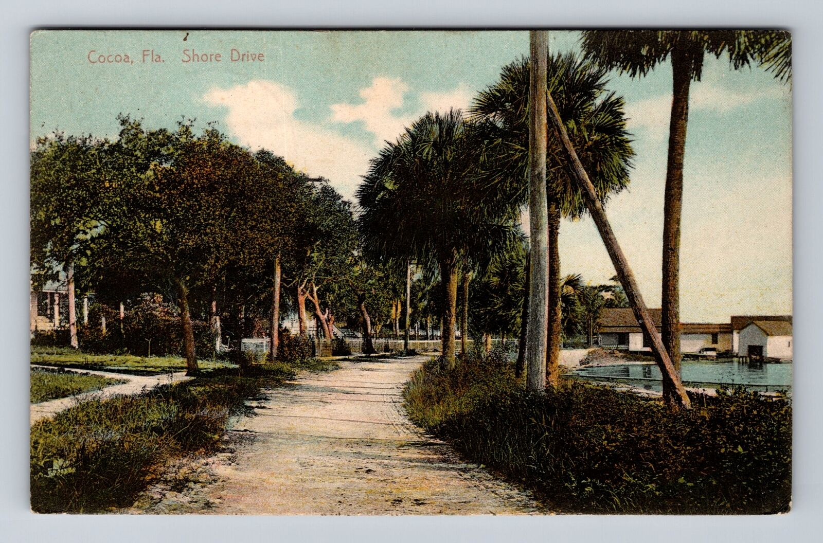 Cocoa FL-Florida, Residential Area Shore Drive Antique Vintage c1910 Postcard