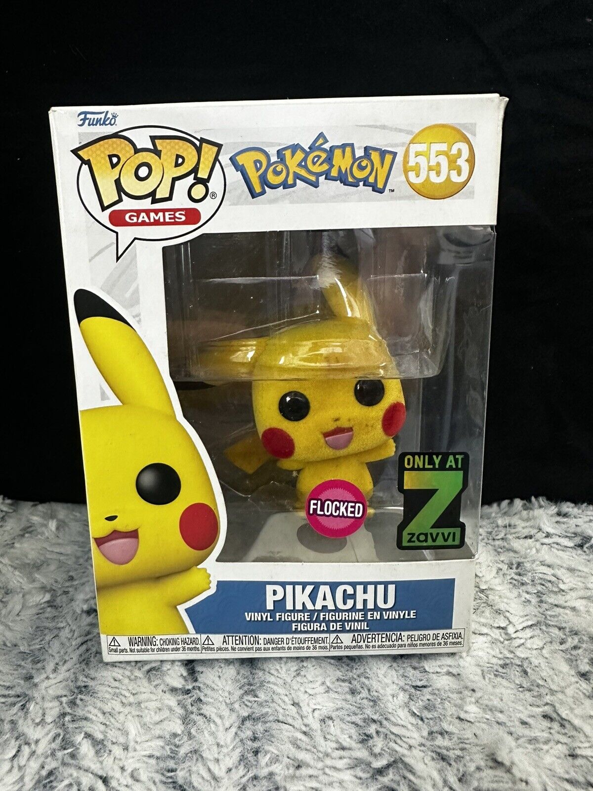 Funko POP Games Pokemon Pikachu #553 Flocked Zavvi Exclusive