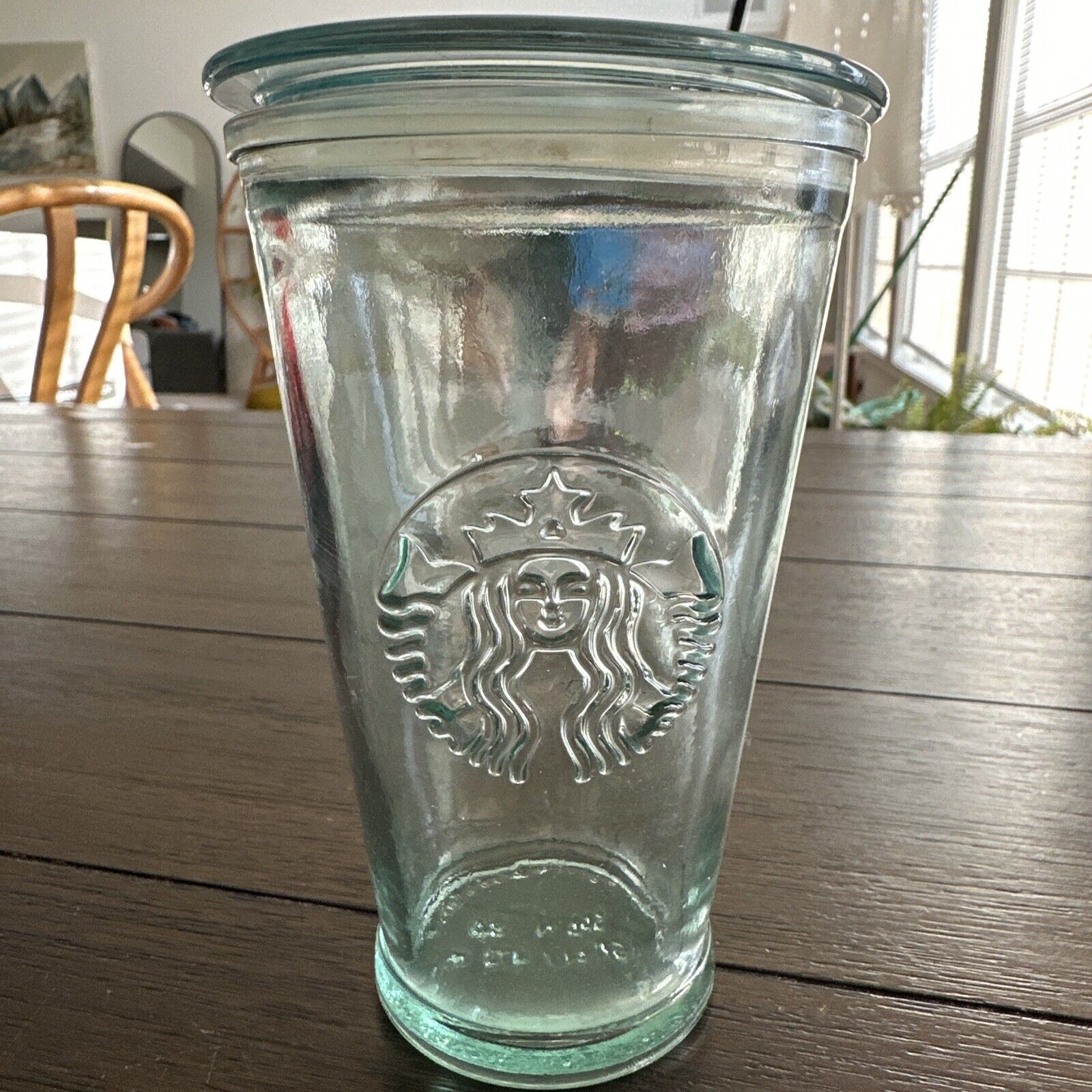 Starbucks Coffee Recycled Glass Grande Cup Spain 16oz Tumbler w Lid Excellent